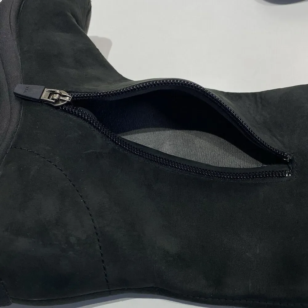 Dansko Boots Black Nubuck Leather EU 36 US 5.5-6 Knit Trim Stitching Details Zip